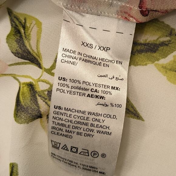 White House Black Market Top Women's XXS Floral White Blouse Scarf luxury Classy - Picture 15 of 16